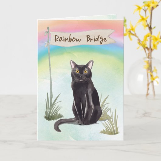 Bombay Cat Pet Beileid über Rainbow Bridge Karte (Gelbe Blume)