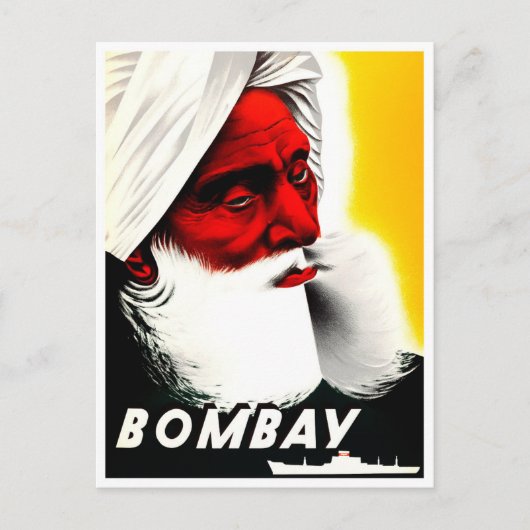 Bombay India Vintage Reise Postkarte (Vorderseite)