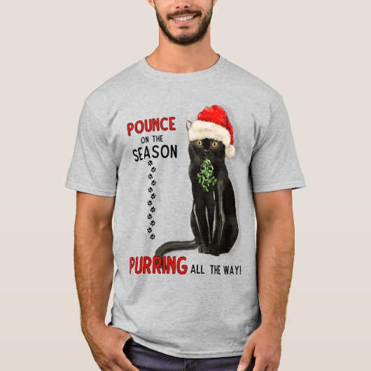 Bombay Kat Breed Black Kitty in einer Weihnachtsma T-Shirt (Vorderseite)