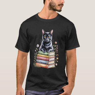 Bombay-Katze Bücherwurm Blumen Buch Lesebücher T-Shirt