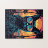 Bombay Katze mit Sonnenbrille am Strand Puzzle (Horizontal)