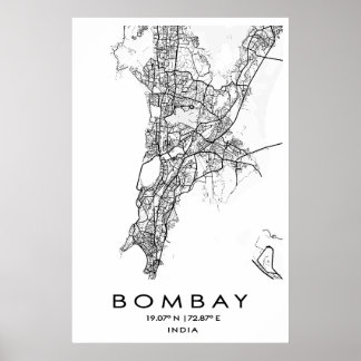 Bombay/Mumbai Map Poster | Maharashtra | Indien