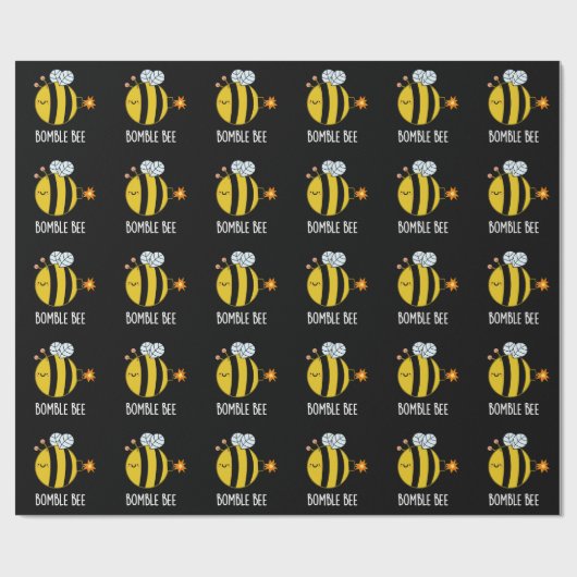 Bombe Bee Funny Bumblebee Bomb Pun Dark BG Geschenkpapier (Flach)
