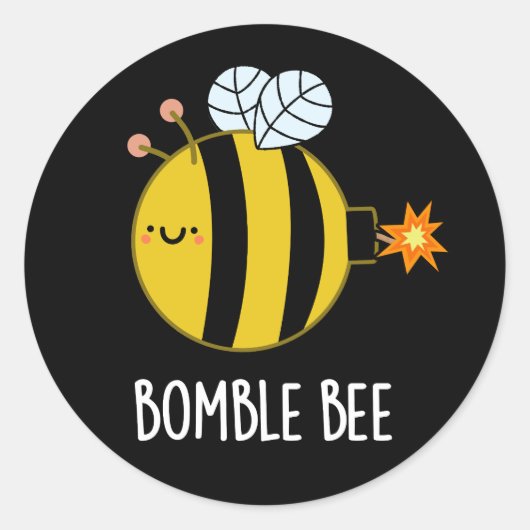 Bombe Bee Funny Bumblebee Bomb Pun Dark BG Runder Aufkleber (Vorderseite)