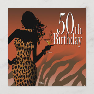 Bomben-Leopard-50. Geburtstags-Party-grobes Tuch Einladung