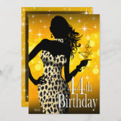 Bomben-Schein-Schnee-Leopard-44. Geburtstag Einladung (Vorne/Hinten)