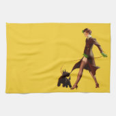 BOMBEN-SCHLECHTE MÄDCHEN Retro Button-UPS Geschirrtuch (Horizontal)