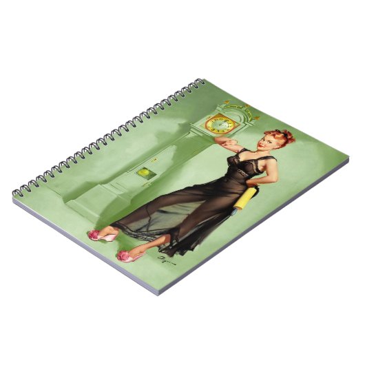 BOMBEN-SCHLECHTE MÄDCHEN Retro Button-UPS Notizblock (Linke Seite)