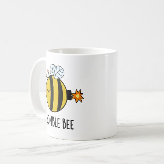 Bomble Bee Funny Bumblebee Bomb Pun Kaffeetasse (Vorderseite Links)