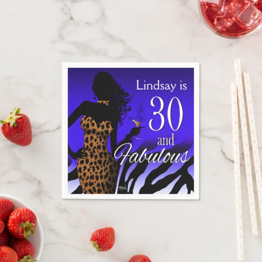 Bombshell Leopard 30. Geburtstag | Blau Serviette (Beispiel)