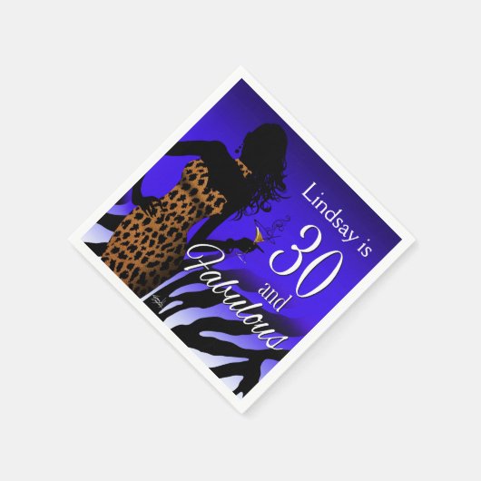 Bombshell Leopard 30. Geburtstag | Blau Serviette (Ecke)