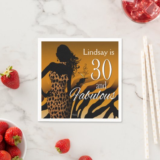 Bombshell Leopard 30. Geburtstag | Gold Serviette (Beispiel)