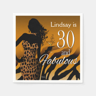 Bombshell Leopard 30. Geburtstag | Gold Serviette