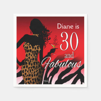 Bombshell Leopard 30. Geburtstag | rot Serviette