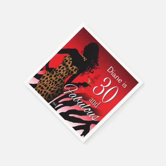 Bombshell Leopard 30. Geburtstag | rot Serviette (Ecke)
