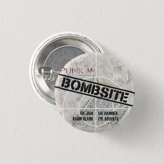 Bombsite kein Fanzine, 1 Abdeckung Button (Vorne & Hinten)