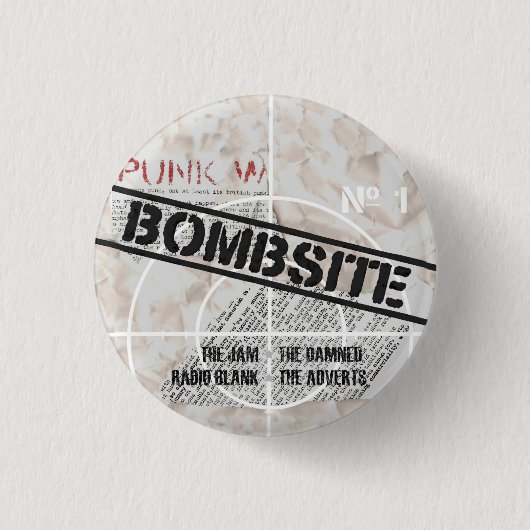Bombsite kein Fanzine, 1 Abdeckung Button (Vorderseite)