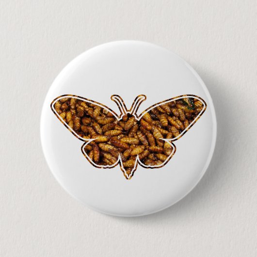Bombyx Mori Silk Moth Life Cycle Silhouette Button (Vorderseite)