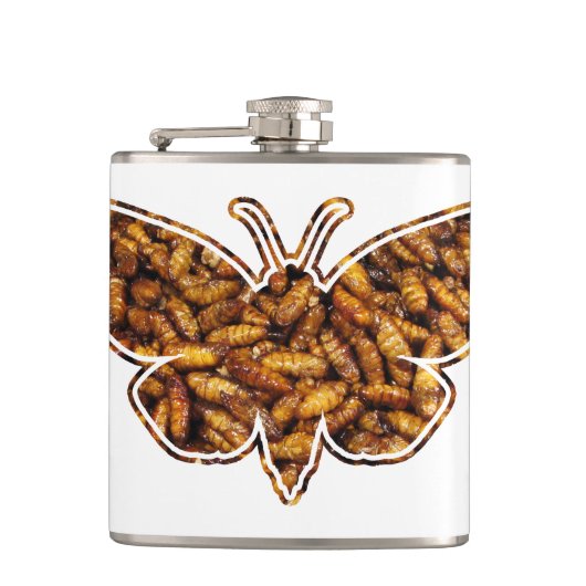 Bombyx Mori Silk Moth Life Cycle Silhouette Flachmann (Vorderseite)