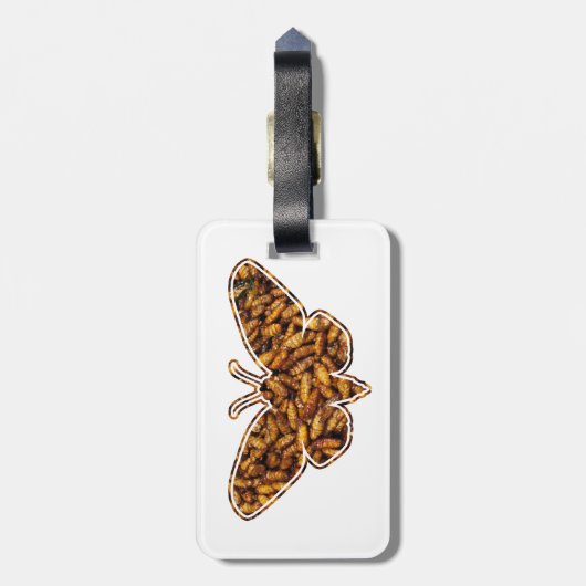 Bombyx Mori Silk Moth Life Cycle Silhouette Gepäckanhänger (Rückseite vertikal)