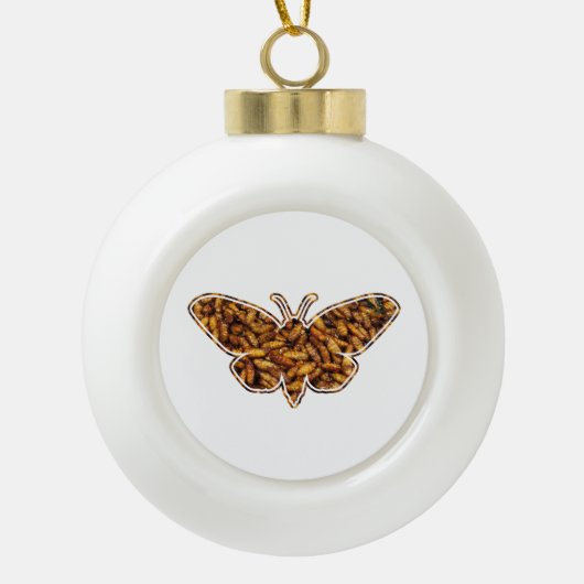 Bombyx Mori Silk Moth Life Cycle Silhouette Keramik Kugel-Ornament (Vorderseite)