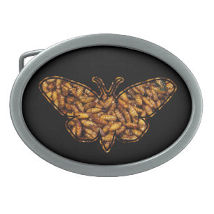 Bombyx Mori Silk Moth Life Cycle Silhouette Ovale Gürtelschnalle