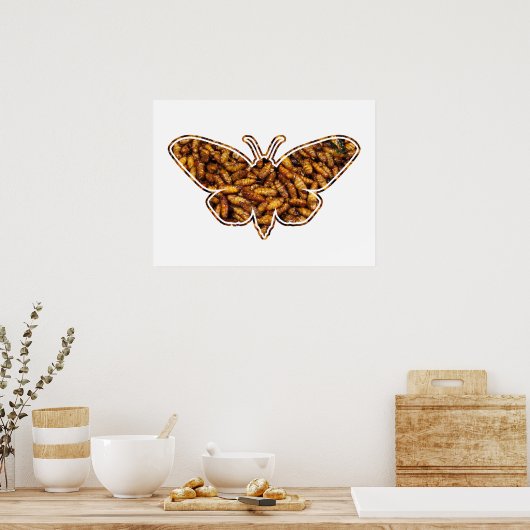 Bombyx Mori Silk Moth Life Cycle Silhouette Poster (Küche)