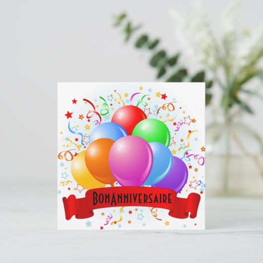 Bon Anniversaire Französischer Geburtstag Karte (Stehend Vorderseite)