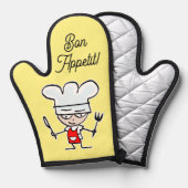 Bon Appétit Backofen Mitt mit niedlichem Cartoon K Ofenhandschuh (Vorderseite/Rückseite)
