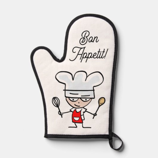 Bon Appétit Backofen Mitt mit niedlichem Cartoon K Ofenhandschuh (Vorderseite)