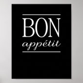 BON APPETIT Black Kitchen Dinner Quote Poster (Vorne)