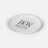 BON APPETIT Black Kitchen Zitat Typografie Text Pappteller (Schrägansicht)