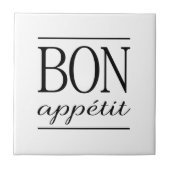 BON APPETIT Black & White Kitchen Typografy Zitat Fliese (Vorderseite)