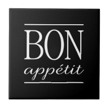 BON APPETIT Black & White Kitchen Typografy Zitat