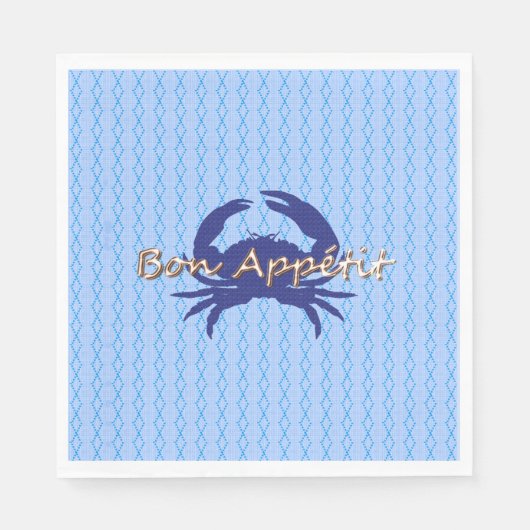 Bön-Appetit—BLUE_Crab-Diamant—feiern Serviette (Vorderseite)