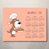 Bon Appétit Cartoon Chef Cook Dog Calendar 2026 Magnetkarte