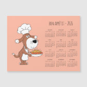 Bon Appétit Cartoon Chef Cook Dog Calendar 2026 Magnetkarte (Vorderseite)