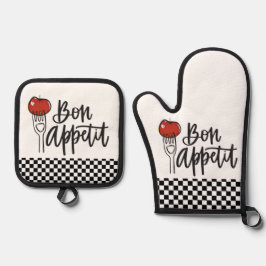 Bon Appetit Design Oven Mitt & Pot Holder Set
