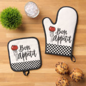 Bon Appetit Design Oven Mitt & Pot Holder Set (Oben Unten)