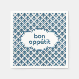 Bon Appetit Elegant French Tapestry Blue White Serviette