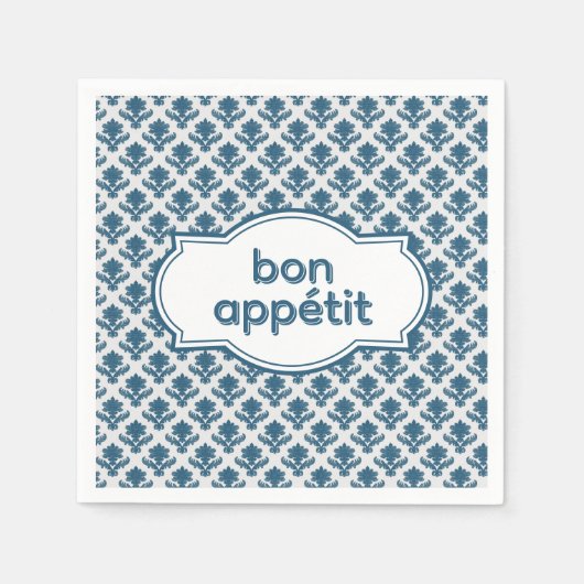 Bon Appetit Elegant French Tapestry Blue White Serviette (Vorderseite)