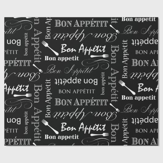 Bon Appetit Feinschmecker-Geschenk-Franzose-Koch Geschenkpapier (Flach)