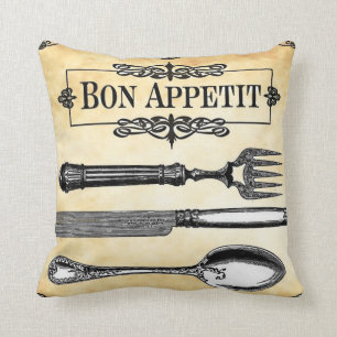 Bon Appetit französische Tabelle, die dekoratives Kissen