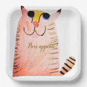 "Bon Appetit" Glückliche Orange Tabby-Katze Pappte Pappteller (Vorderseite)