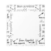 Bon Appetit Gourmet Koch Elegantes Muster Notizblock (Vorderseite)