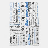 Bön Appetit in anderen Sprachen - blau Geschirrtuch (Vertikal)