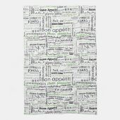 Bön Appetit in anderen Sprachen - grün Geschirrtuch (Vertikal)