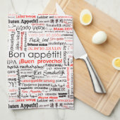 Bön Appetit in anderen Sprachen Typografie rot Geschirrtuch (Viertel Falte)