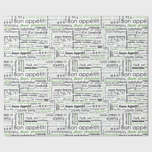 Bon appetit in vielen Sprachen - Grün Geschenkpapier (Flach)