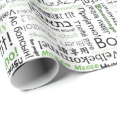 Bon appetit in vielen Sprachen - Grün Geschenkpapier (Rolleneckpunkt)